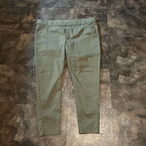 DENIM & CO Pull-On Pants w/ Back Pockets Soft Stretch Size 16 Dark Sage 42"x 27"